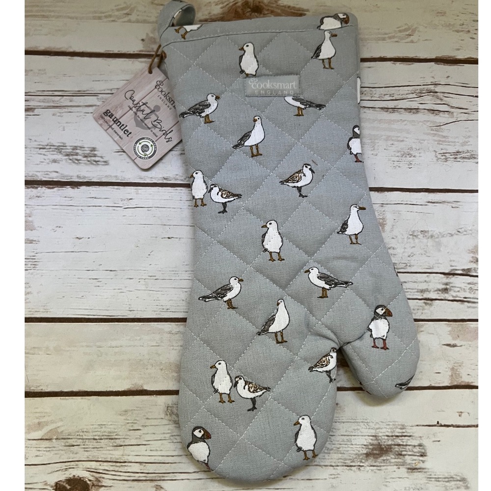 NEW Cooksmart Coastal Birds Oven Mitt Gauntlet Seagull Puffin Recycled OS